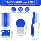 Flea Comb 4Pcs with High Strength Teeth Pet Tear Stain Remover Combs, Pet Dog Cat Grooming Comb Set Effective Float Hair Remover