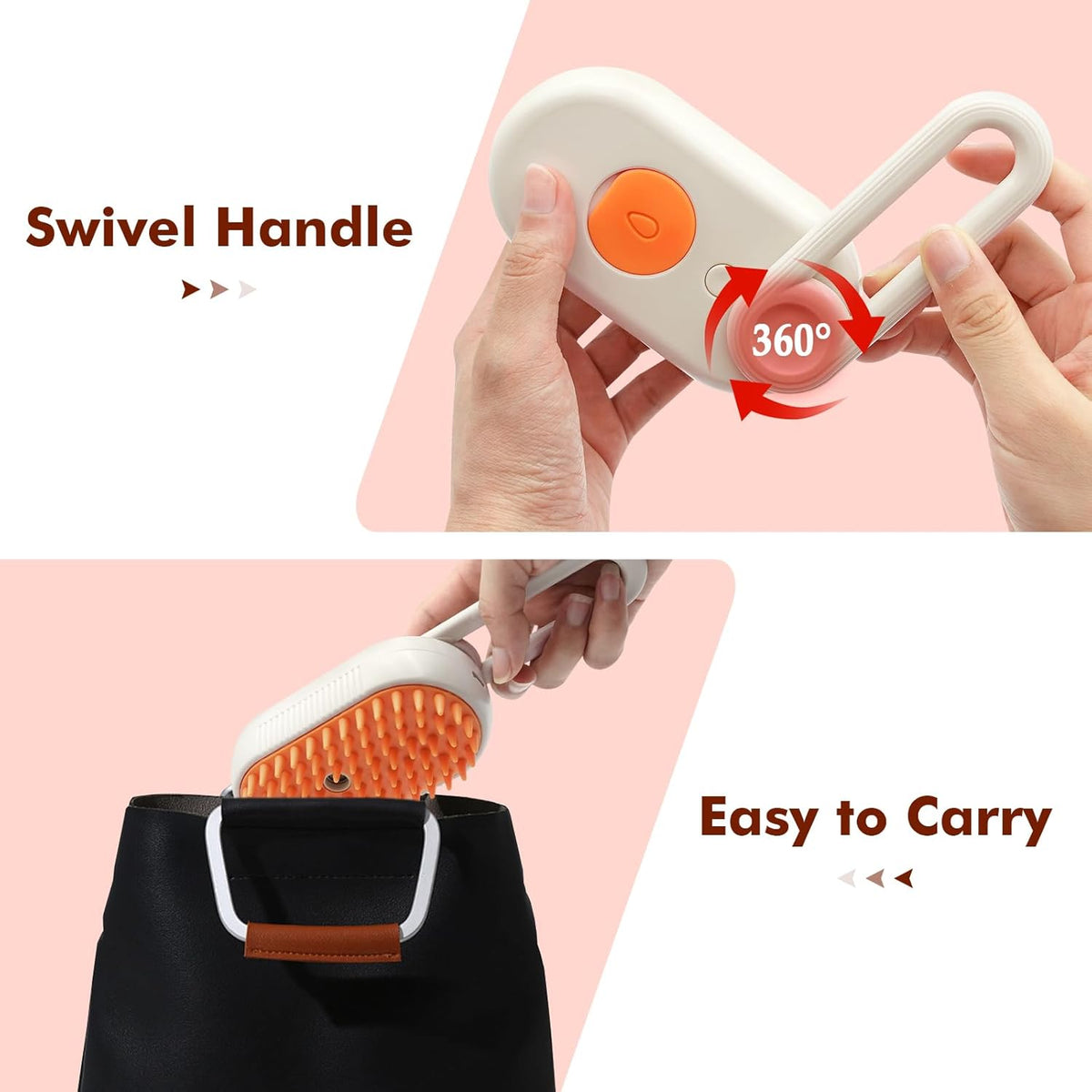 4 in 1 Rechargeable Pet Steam Brush, Portable Grooming Tool for Dogs and Cats, Removes Tangles & Loose Fur, Suitable for Short & Long-Haired Pets