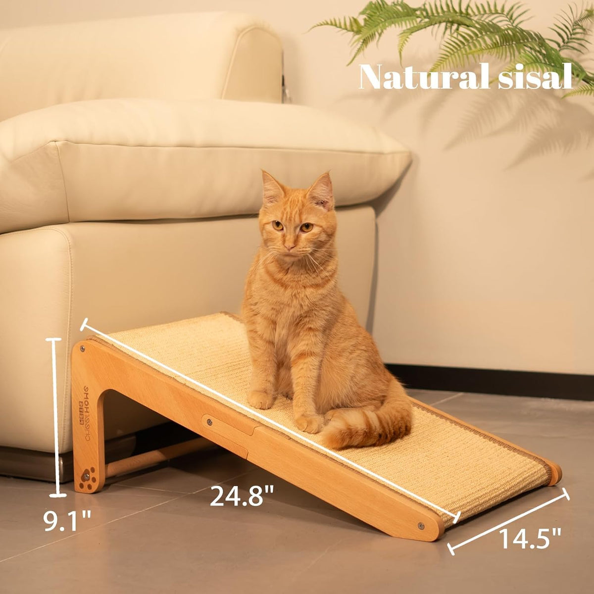 Petisia Wooden Sisal Cat Scratcher & Climbing Ramp